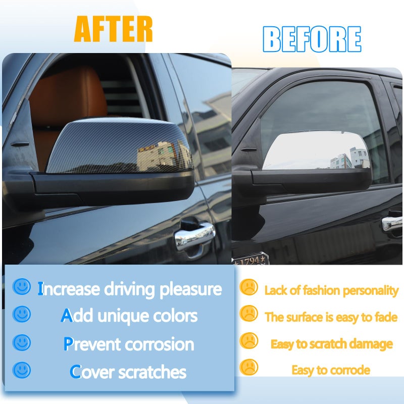 LLKUANG ABS Outside Side Rearview Mirror Cover Trim Sticker Compatible with Toyota Tundra 2007-2021 Crew Max Sequoia 2008-2020 Accessories(Rearview Mirror With Turn Signal Model Does Not Fit) - Image 2